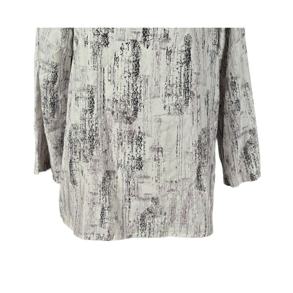 Eileen Fisher Tunic Size Medium Gray Abstract Artsy Long Sleeve Quiet Luxury - Picture 5 of 9